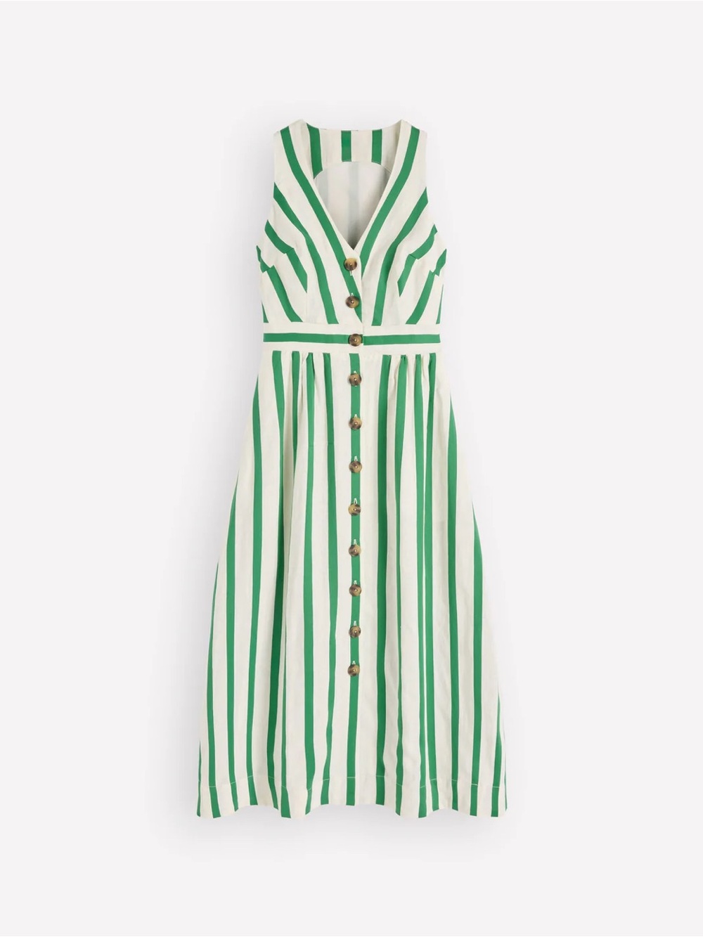 Boden Green & White Striped Button-Front Midi Dress - Picture 3 of 6